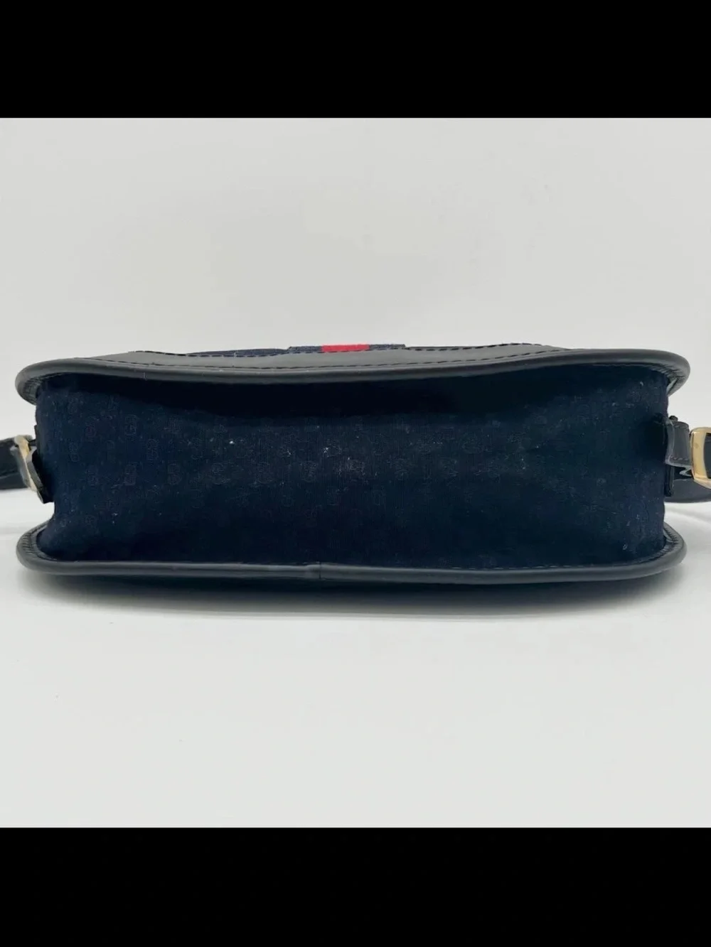 Gucci Navy Canvas Crossbody with Red Center Stripe